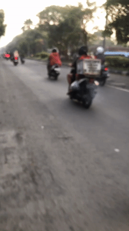 Evening traffic and street life across three East Java neighborhoods