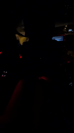 Night shot inside a dimly lit car in Strasbourg