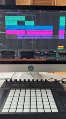 Late-night music production session documented in Krasnoyarsk
