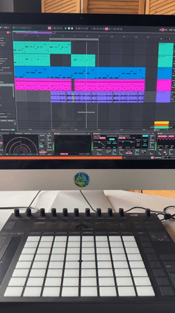 Late-night music production session documented in Krasnoyarsk