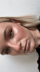 Woman photographed in close-up portrait in Kokkorevo, Russia