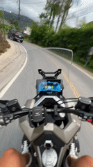 First-person motorcycle ride with a side of Russian meme humor