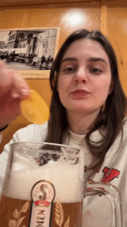 Woman spotted at Bratislava restaurant during evening hours