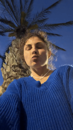 Evening selfies and moonlit palm trees in Kiryat Bialik