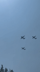 Three aircraft spotted flying in formation over Puebla