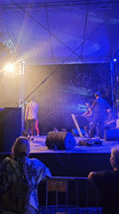 Live band concert at an outdoor night venue in Burgas