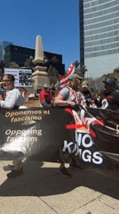 Anti-fascism protest at Mexico City's Angel of Independence monument