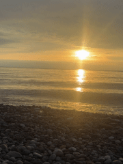 Sunset observed over water in Batumi, Georgia
