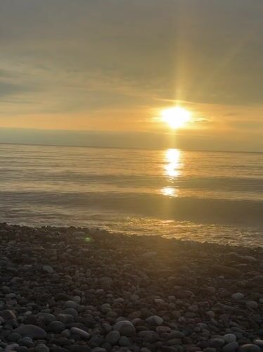 Sunset observed over water in Batumi, Georgia