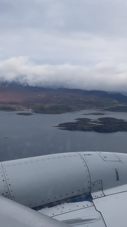 Aerial view captures rocky islands and mountains in Argentina