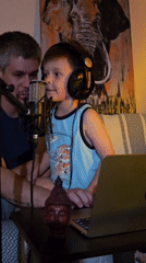Home recording session with mic and laptop in Odintsovo