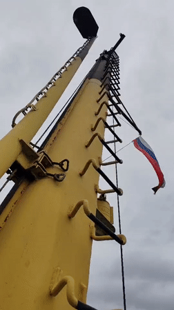 Industrial crane machinery photographed in Lisitsy, Russia