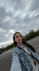Woman records early morning selfies in Pleven, Bulgaria