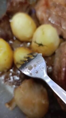 Home cooking documentation: meat, potatoes, vegetables prepared in Brovary
