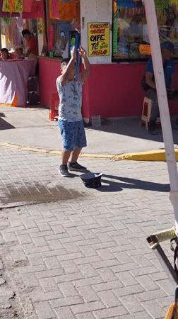 Festival setup and street life in Pozo Almonte's town square