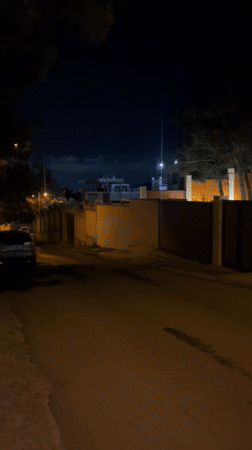 Evening street scene captured in residential T'bilisi neighborhood