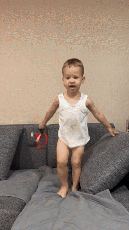 Quiet home morning with a toddler in Rusanovo, Russia
