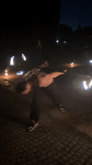 Fire dancers and jugglers practice in Sofia park