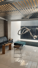 Modern lounge interior captured in Seoul early morning