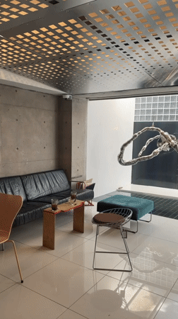 Modern lounge interior captured in Seoul early morning