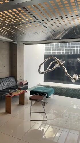Modern lounge interior captured in Seoul early morning