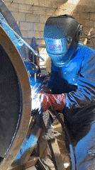 Metalworker conducts welding, grinding operations at Montenegro workshop