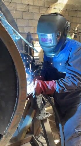 Metalworker conducts welding, grinding operations at Montenegro workshop