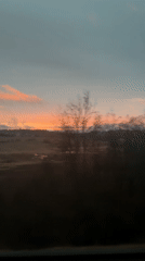 Sunset observed over wet field near Dedenevo, Russia