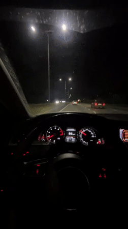 Nighttime highway driving captured on video in Kazan