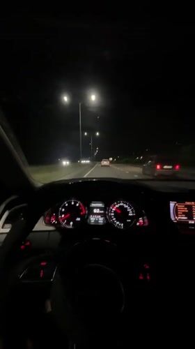 Nighttime highway driving captured on video in Kazan