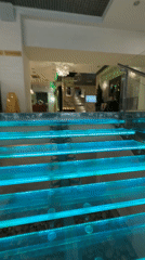 LED-lit transparent staircase observed in Ryazan, Russia