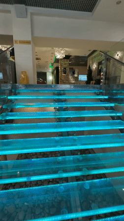 LED-lit transparent staircase observed in Ryazan, Russia