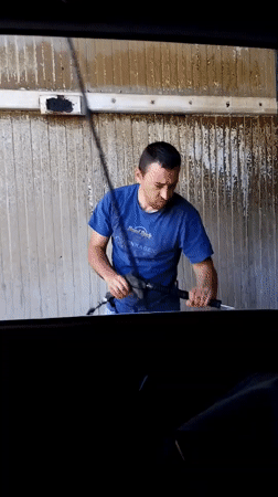 Pressure washing car wash wall in Smolyan Bulgaria