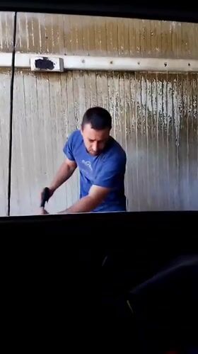 Pressure washing car wash wall in Smolyan Bulgaria