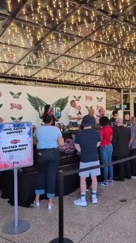 Wing eating and seltzer pong tournament draws a crowd in Las Vegas