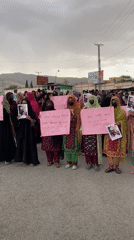 Women's protest with bilingual signs held in Quetta, Pakistan