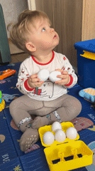 Toddler's morning playtime captured in Votkinsk, Russia