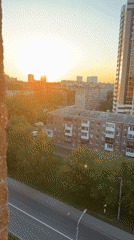 Sunset observed over urban cityscape, May 20 evening