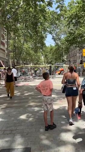 Street construction in full swing on a Barcelona boulevard