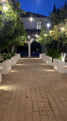 Evening illumination captured at Olhão architectural complex