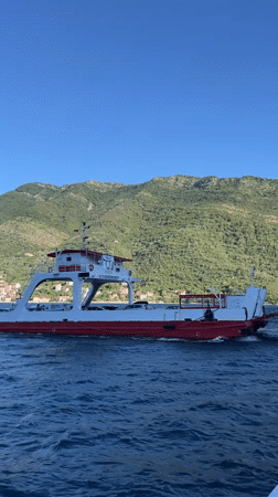 Morning ferry crossing documented at Montenegro's Bay of Kotor