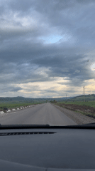 Motorist drives through rural Bulgarian countryside near Gorna Malina