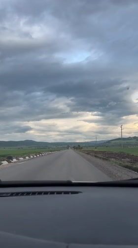 Motorist drives through rural Bulgarian countryside near Gorna Malina
