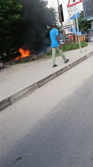 Morning roadside fire burns in Dar es Salaam