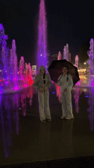 Evening fountain display draws visitors in Izhevsk, Russia