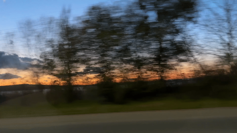 Sunset captured from moving vehicle near Burgas, Bulgaria