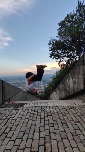 Tourist captures sunset selfies at Bulgarian monument overlook