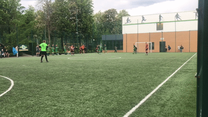 Soccer match played in Kharkiv between green and maroon teams