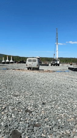 Pipeline inspection work documented at Leninsk construction site