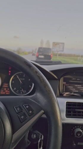 BMW dashboard view recorded in Kaloyanovo, Bulgaria morning drive